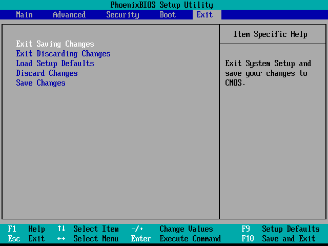 Сохранение настроек перед выходом из BIOS