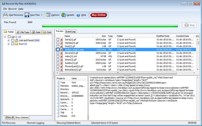 Интерфейс программы Recover My Files