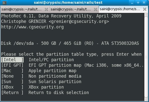 Интерфейс TestDisc+PhotoRec