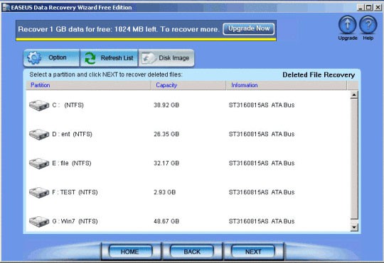 Интерфейс программы EaseUS Data Recovery Wizard