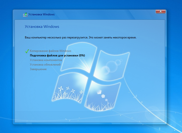 Окно установки Windows 7