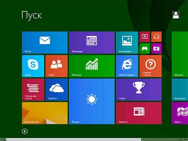 Стартовый экран Windows 8.1